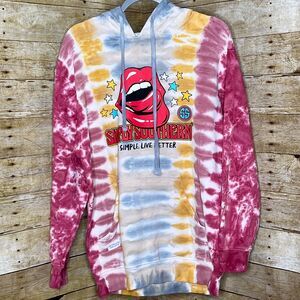 SIMPLY SOUTHERN 'LIPS' TIE DYE COTTON ROCK BAND CASUAL CLASSIC EVERYDAY HOODIE